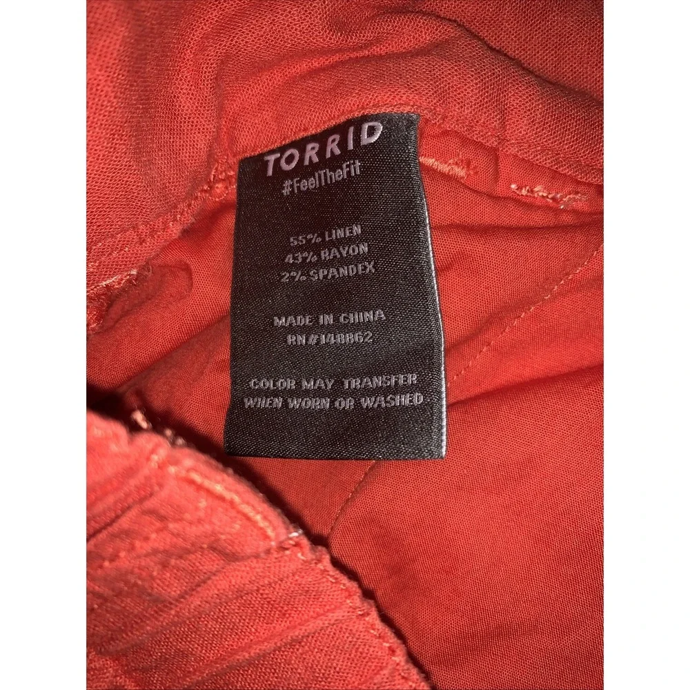 Torrid Shorts Women 12 Orange Linen Blend Pleated High Waist Sailor Resort